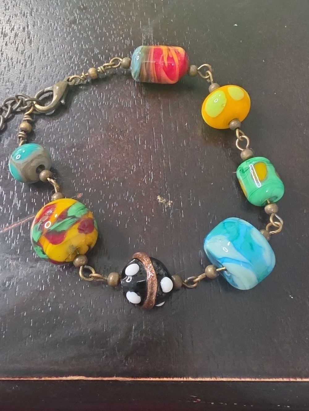 Colorful Multicolor Glass Bead Bracelet — Artisan Style